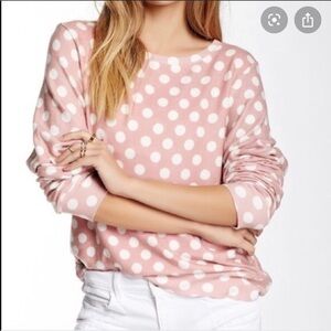 Wildfox Pink & White Polka Dot Jumper Sweater Sweatshirt Size Small